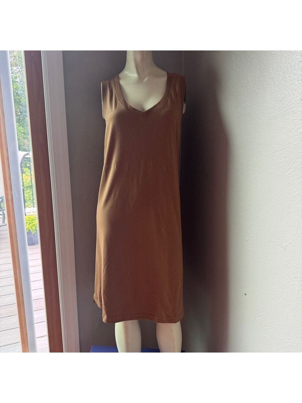 Pact sleeveless brown dress size small nwot